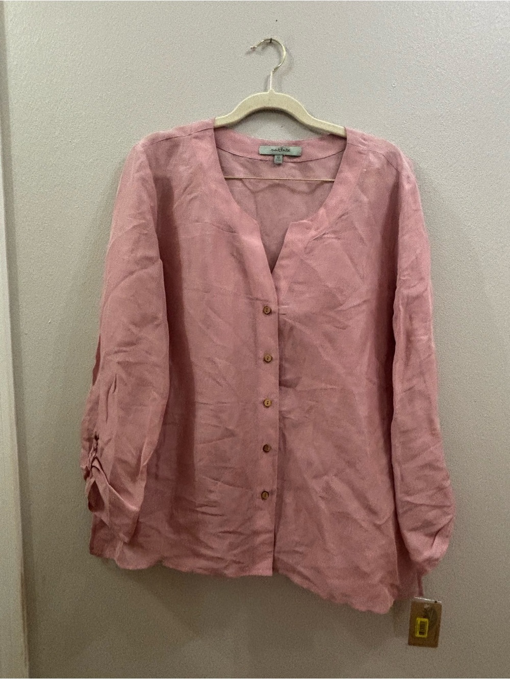 Nurture by Lamaze Dusty Rose Button-Front Linen silk Shirt size 12